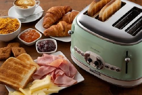 Ariete 0156/04 Retro Style 4 Slice Toaster with 2 Slice Control, 6 Browning Levels and Removable Crumb Tray, Cool Touch Sides, Non-Slip Feet, Vintage Design, Green - Image 9