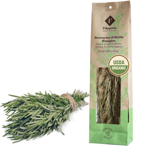 FILIPPONE - Organic Dried Rosemary leaves 25 g (0.88 oz), Herb Spices, Rosmarino Mazzetto
