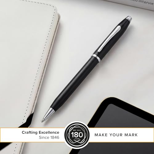 Image of Cross Century II Black & Chrome Refillable Ballpoint Pen - Medium Point, Black Ink, Presented in a Luxury Gift Box