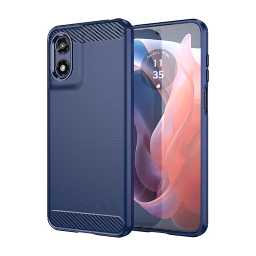 GTBDEKI Case for Moto G Play 2024 Case, Moto G Play Gen 3 Case, Carbon Fiber Shockproof Slim Silicone Rugged Soft TPU Back Phone Cover for Motorola Moto G Play 2024 Blue