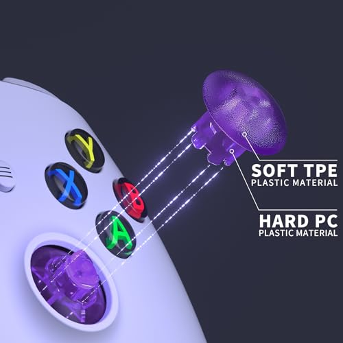 Image of eXtremeRate Edge Sticks Interchangeable Thumbsticks for Xbox Series X /S, Clear Atomic Purple Swappable Analog Stick Joystick for Xbox One S /X, Xbox Elite V1, for Nintendo Switch Pro Controller