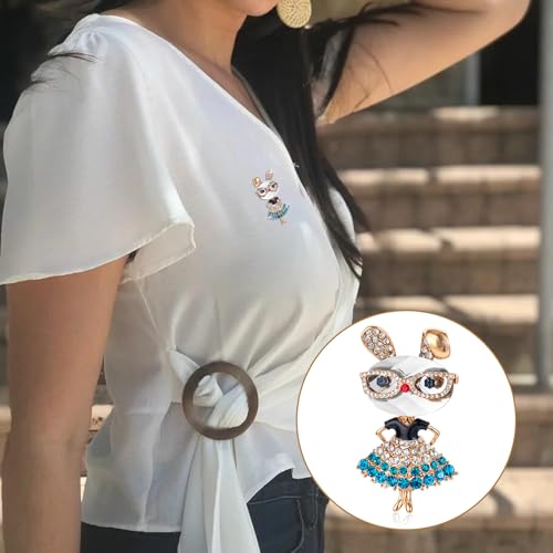 Image of Rhinestone Lady Rabbit Brooch Dainty Cute Christmas Jewelry Crystal Easter Bunny Lapel Pin Party Costume Accessories Gift for Souvenir Honors Day Graduation