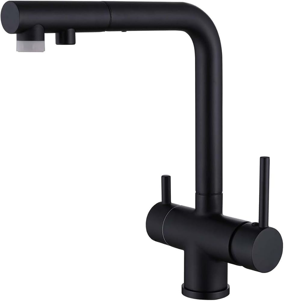 3-Wege-Küchenarmatur - Ausziehbarer Mischbatterie mit Schwenkauslauf für Trinkwasser und Filtration