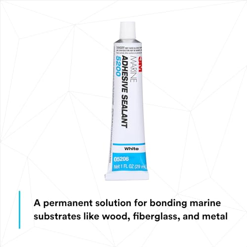 Image of 3M Marine Adhesive Sealant 5200 - Permanent Bonding and Sealing for Boats and RVs Above and Below the Waterline Waterproof Repair, White, 1 oz Tube