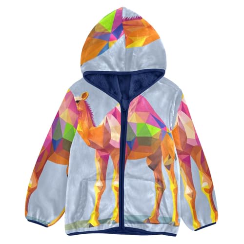 Cartoon Camel Girls Fleece Jacket Girls Fall Jacket Girls Zip Up Hoodie Girls Sherpa Jacket 2-10T