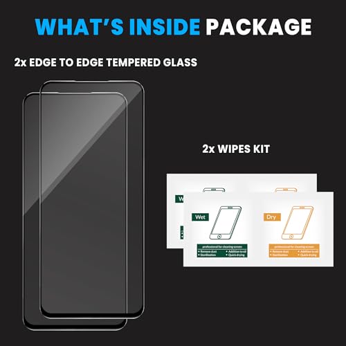 Image of ArmourPro Military Grade Gorilla Tempered Glass Compatible For Redmi 13, Redmi 12 and Poco M6 Pro (6.79 Inch) With Easy Installation Kit for Smartphone| Edge To Edge Coverage | Black, Pack of 2