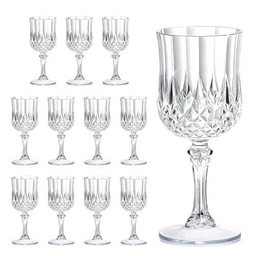 La Mejor Lista de Copas de vino dulce del mes. 41 12PCS Copas de vino de plástico transparente, copas de champán de cristal de estilo vintage, perfectas para bodas, fiestas y grandes eventos(Transparente)