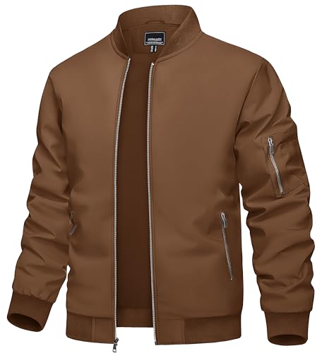 Image of TACVASEN Men's Lightweight Jacket Casual Spring Fall Windbreaker Bomber Zip Up Coat with Pocket