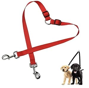 Szmyled Doppelleine für Zwei Hunde, Rot, 50 cm