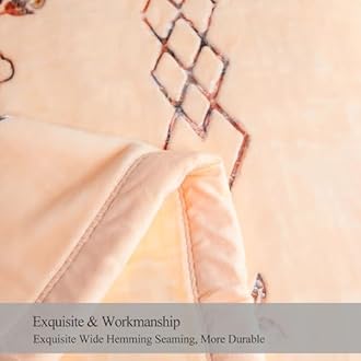 JML Korean Style Mink Blanket Heavy King Size 87" x 94", 10.5 Pounds Plush Raschel Fleece Blanket for Winter- Soft, Warm, 2 Ply, A&B Printed, Embossed (Flowers Branches Beige)