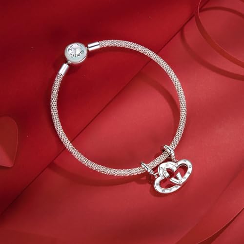 Abalorio de plata de ley 925 con corazón abierto elegante para mujer 5