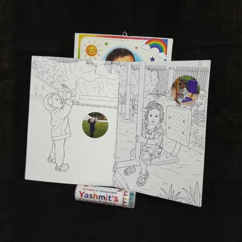 Image of Personalized Kids Coloring Book with Child's Photo | Custom Coloring & Activity Book for Kids | Personalized Birthday Gift for Boys & Girls | Includes Photo Frame & Crayons Colors