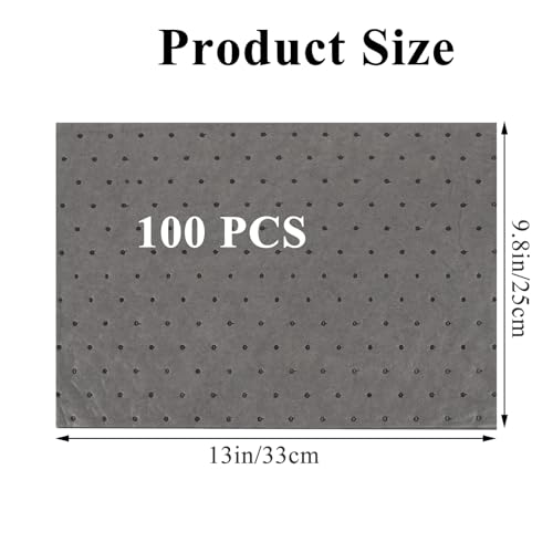 Image of 100Pack Oil Absorbent Pads - 13 inch x 9.8 inch Oil Spill Mat Absorbing Sheets - Floor Speedy Dry Water Absorbent Mat - Oil Absorber Pads for Home, Garage,7 Gal Absorbency