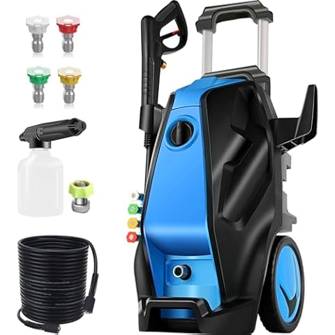Imdot Electric Pressure Washer, 4500PSI 4.0GPM Power Washer with 33 FT Extension Hose, 4 Quick Connect Nozzles and Foam Cannon for Cars/Fences/Driveways/Patios/Home Cleaning, Blue Cover