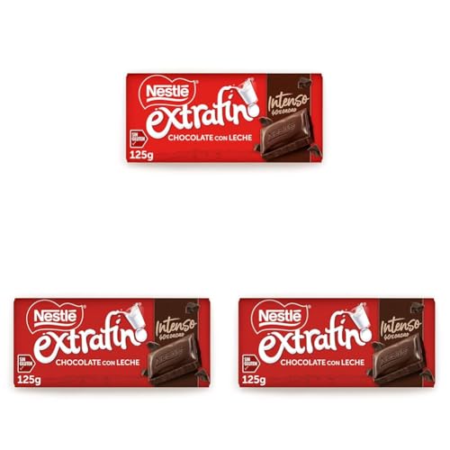 Nestle Extrafino Tableta de Chocolate con Leche Intenso 40% Cacao 125 g, sin Gluten (Paquete de 3)