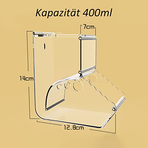 VERTUPET Hamster Futterspender, Automatischer Hamsterfutterautomat, Große Kapazität, Transparent, Schwerkraft-Futterstation Geeignet für Hamster, Meerschweinchen, Papageien, Mini-Igel (400ml)