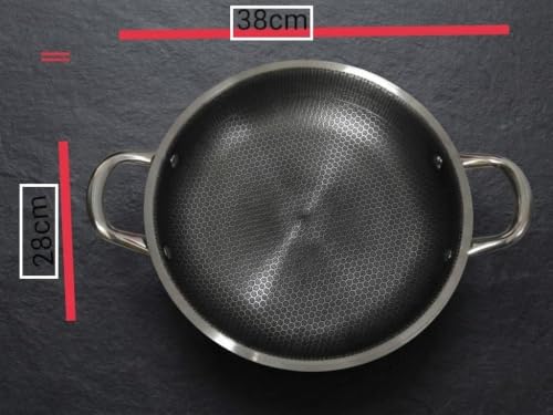 Image of Sakar Triply Honeycomb Kadai 28 cm | 3 Layer Stainless Steel Deep Fry Pan | 2.5mm Heavy Base | Gas & Induction Compatible | Non-Stick Honeycomb Design | Rust-Free Durable Cookware
