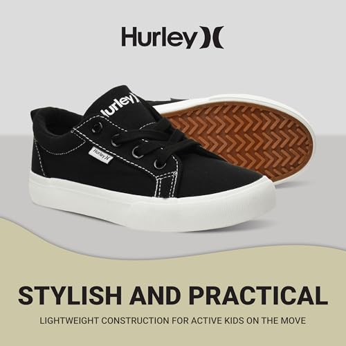 Image of Hurley Kids Finn Sneakers - Canvas Skate Shoes for Kids, Low Cut Tennis Shoes for Girls and Boys