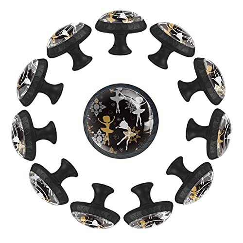 Boutons de tiroir ronds ballerines et flocons 35mm pour commode de crèche x12