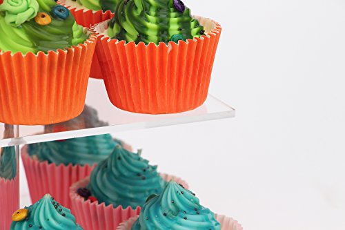 Acrylic Cupcake Stand, Clear Dessert Display Hoder Stand With Base For Wedding, Party, Baby Shower, Get-Together, 4 Tier Square, Transparent #TOP4