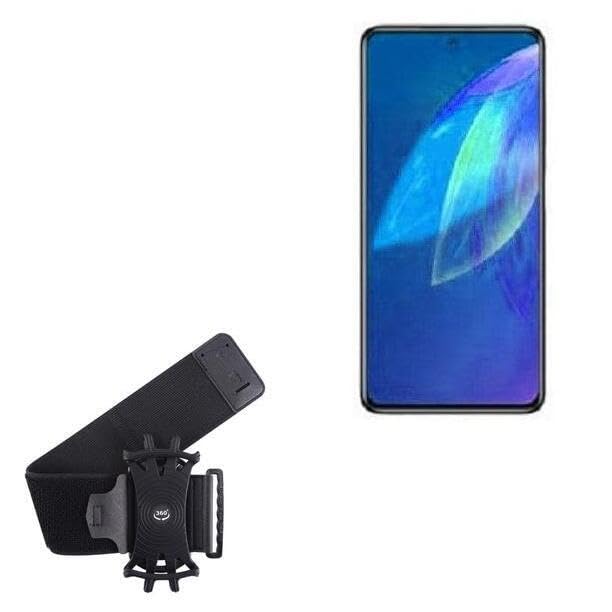 BoxWave Holster Compatible with HTC U23 Pro - ActiveStretch Sport Armband, Adjustable Armband for Workout and Running - Jet Black