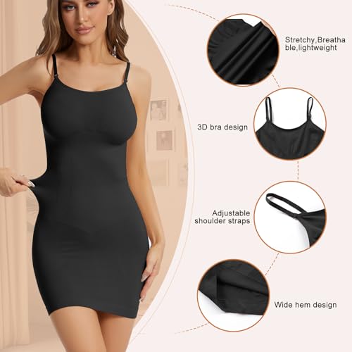 Image of Womens Shapewear Slips for Under Dresses Tummy Control Slip Dress Seamless Full Body Shaper