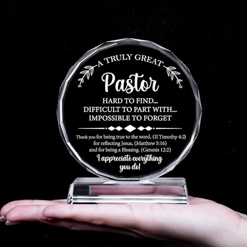 Uniquilling Pastor Appreciation Gifts Exquisite Crystal Plaque with Gift Box Packaging, Thank You Gifts for Pastor, Christmas/Retirement/Birthday Pastor Gifts