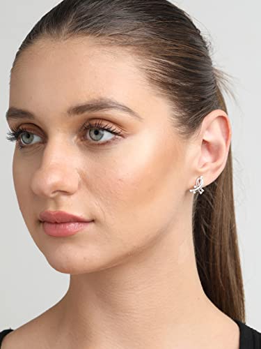 Image of Clara 925 Sterling Silver Iris Pendant Earring Chain Jewellery Set | Rhodium Plated, Swiss Zirconia | Gift for Women & Girls