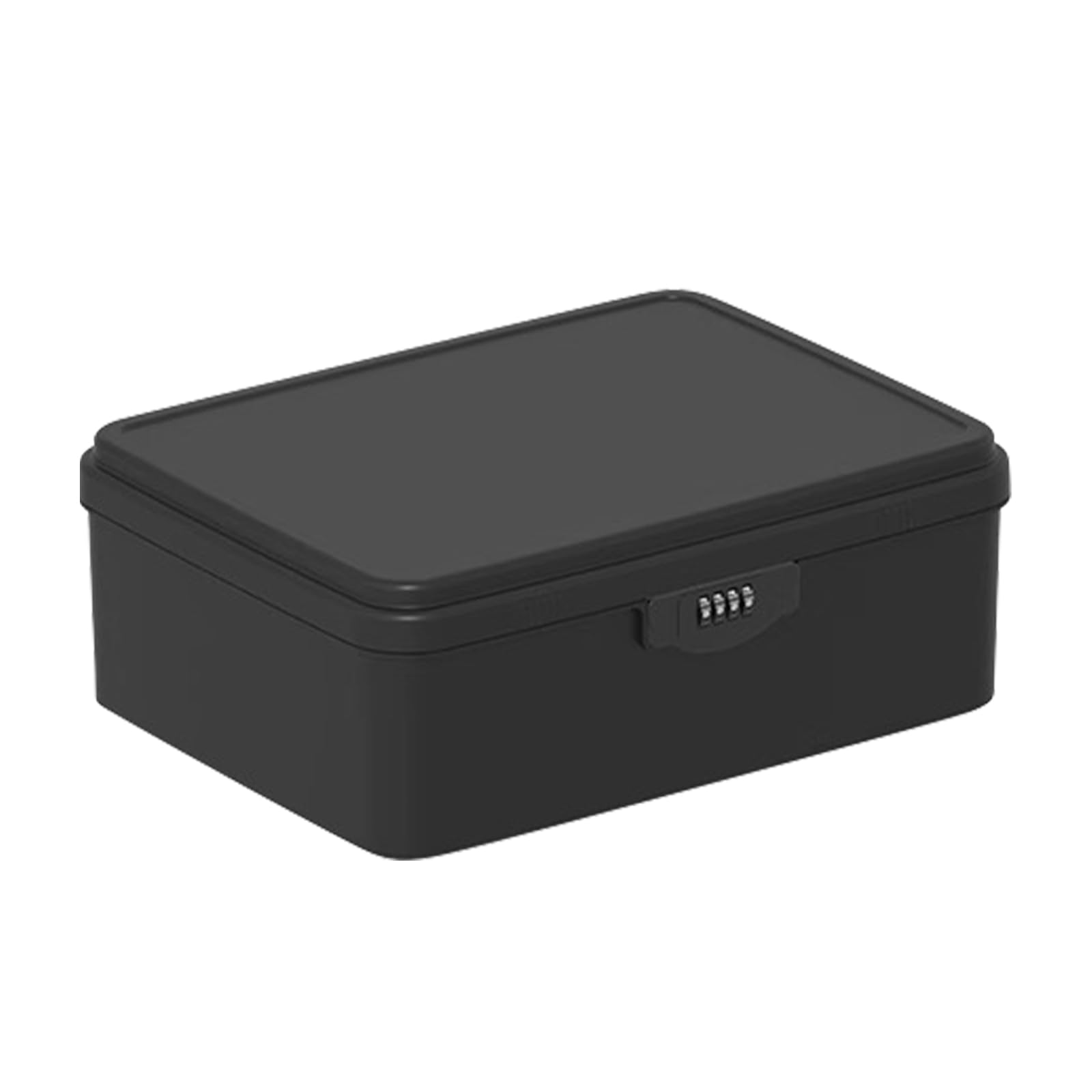 Aartner Lockable Storage Box, Large Medicine Storage Box with 4 Digital Lock, Lock Box with Removable Tray, Lockable Storage Container for Medicine, File, Phone, Food Safe (Black, L(33.4x26x12.6cm))