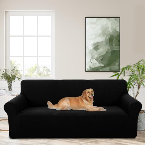 Luxshare Home Stretch Couch Covers for Sofa Washable, Large, Black
