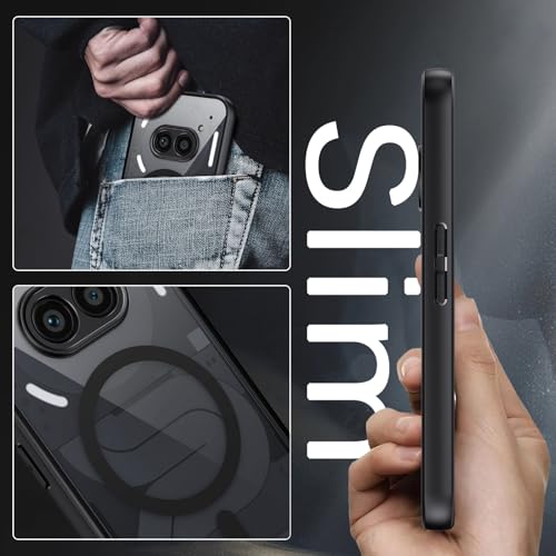 Image of GUAGUA Polycarbonate Clear Case For Nothing Phone 2A Case, [Compatible With Magsafe] Magnetic Anti-Scratch Translucent Matte Back Slim Shockproof Phone Cover,Clear
