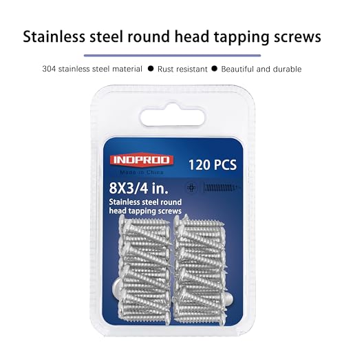 Indprod 2023122000000016 #8X3/4 Inch Wood Screw, 304 Stainless Steel Round Head Screws thumb #5