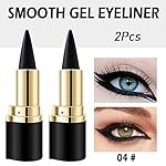Kaely 2Pcs Gel Eyeliner Pencil, Natural Black Eyeliner Cream for Waterline, Liquid Eye Liner Waterproof Smudge Proof, Black Smoky Eyeshadow Palette Halloween Makeup, delineador de ojos contra el agua - Image 2