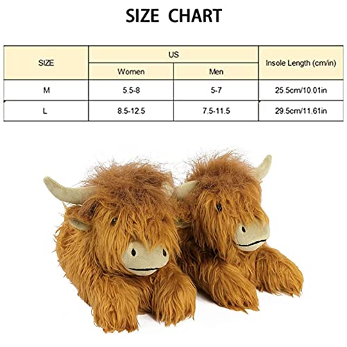 Home Shoes Unisex Hochlandkuh Hausschuhe, Stofftier Figur Spielzeug Rind Kuschel Langhaar Stier Plüschtier Für Kind