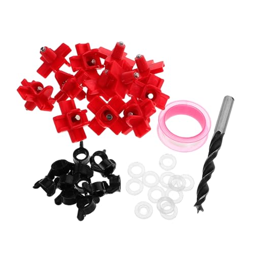 Wakauto 12Set Leakproof Poultry Watering with Drill Bits for Easy Installation Chicken Coop Durable Plastic and Stainless Steel for Outdoor Use