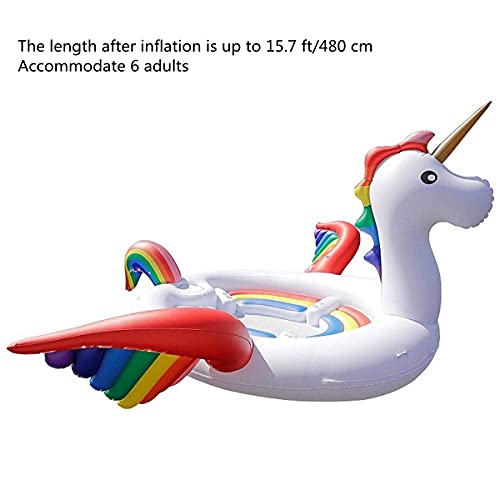 Gax 15.7 Ft Giant Flamingo Unicorn Pool Float For Adults, 6-Person Pvc Inflatable Floaties, Water Surfing Toys With Fast Valves For Summer Swimming Pool Party Beach,B #TOP4