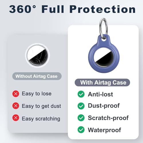 Image of MOLOSLEEVE 1 Pack Waterproof for Apple for AirTag 2nd & 1st Gen Holder, for Air Tag Case with Keychain, PC Hard Shell Swivel Buckle, for Airtag Case Suitable for Tracking, Bags, Luggage, Keys (Blue)