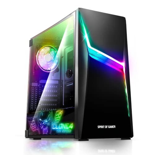 Boitier PC Gamer Verre Trempé Spirit Of Gamer Clone 4 Châssis Noir Moyen Tour ATX