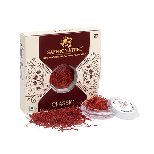 Saffron Tree Classic Original Kesar Saffron | 100% Pure Saffron | Long Kesar Threads | Suitable For Pregnant Women, Food Aroma, Sweets, Beverages, Medicinal, Pooja, Beauty and Gifting | 0.5g