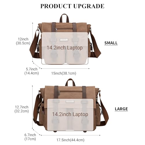 Image of WITZMAN Vintage Canvas Messenger Bag for Men Large Satchel Bags Crossbody Shoulder Fit 17 inch Laptop