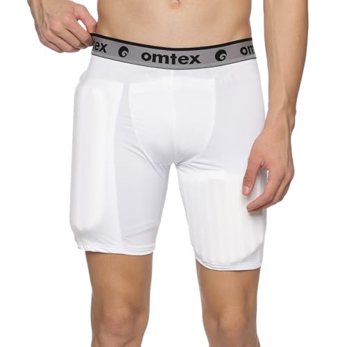 Image of omtex Compression Batting Shorts for Right-Handed Cricketers with Inner Pad - Black