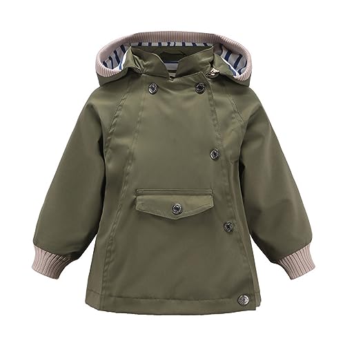 Trench manteau enfants pour la récréation et les sorties nature en automne et hiver vert