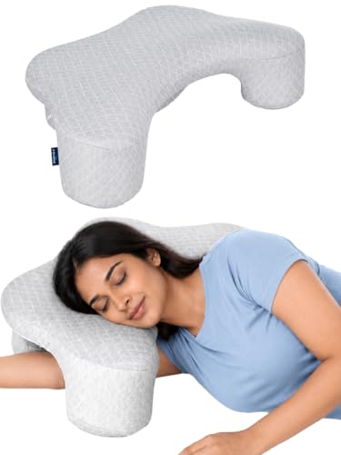Image of FOVERA Side Sleeper Pillow with Arm Hole - Shoulder Relief Memory Foam Pillow for Neck & Shoulder Pain, Ergonomic Arm Support Pillow for Side, Back & Stomach Sleepers (Dual Color)