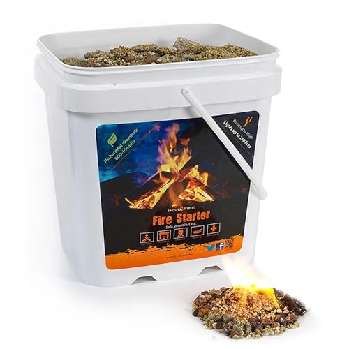 (2 Gallons) Insta-Fire Charcoal Fire Starter Bucket - Emergency Fuel Eco-Friendly Granulated Bulk Excellent for Camping Hiking Fishing and Other Outdoor Activities - As seen on Shark Tank!