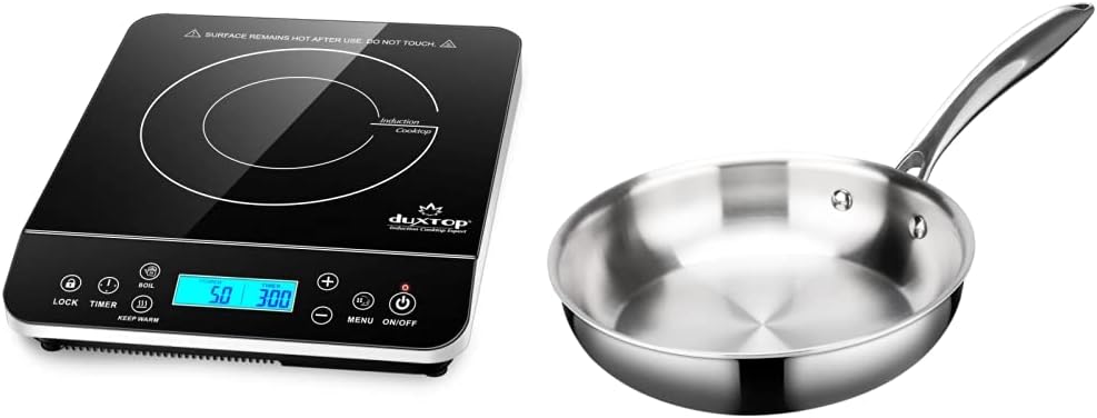 Duxtop Portable Countertop Burner Hot Plate & Stainless Steel Stir-Fry Pan, 10 Inches (Silver Cooktop + Stir-Fry Pan) Thumbnail