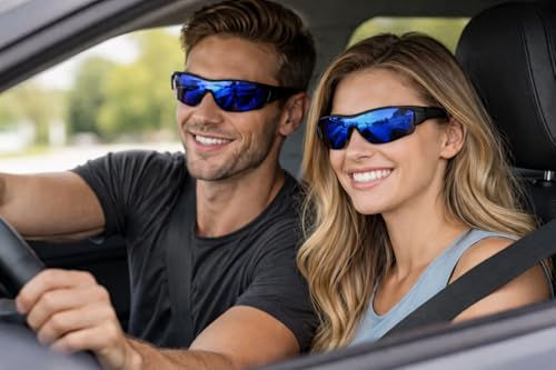 Image of ALNA-TURA Sport Sunglasses for Men & Women UV400 Protection | Cycling Running Driving Goggles | Wraparound Shield Design | Anti-Glare Mirrored Lens | Lightweight Outdoor Sports Eyewear