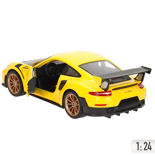 Bburago Maisto Porsche 911 Gt2 Rs Yellow With Carbon Hood 1/24 Diecast Model Car 31523