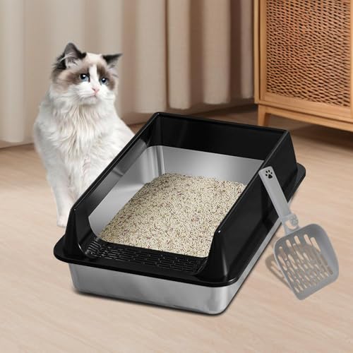 Bandeja de arena para gatito anti dispersión con panel resistente 6