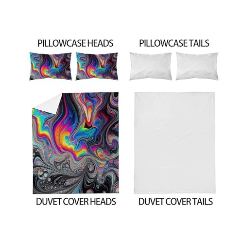 Ensemble de couette abstract rainbow impression 3D fluide avec fermeture - 4