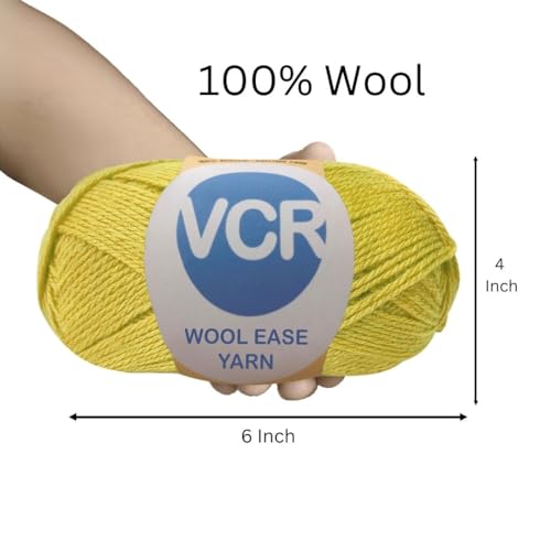 Image of VCR Mellow Yellow Wool Ease Yarn, 100 Grams Hank, 260 Meters Length, 100% Wool Ball for Crochet and Knitting, Suitable for Mufflers, Scarves & cowls Pack of 1